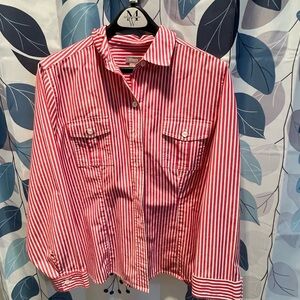 Chico's Red and White Striped women’s Button Down